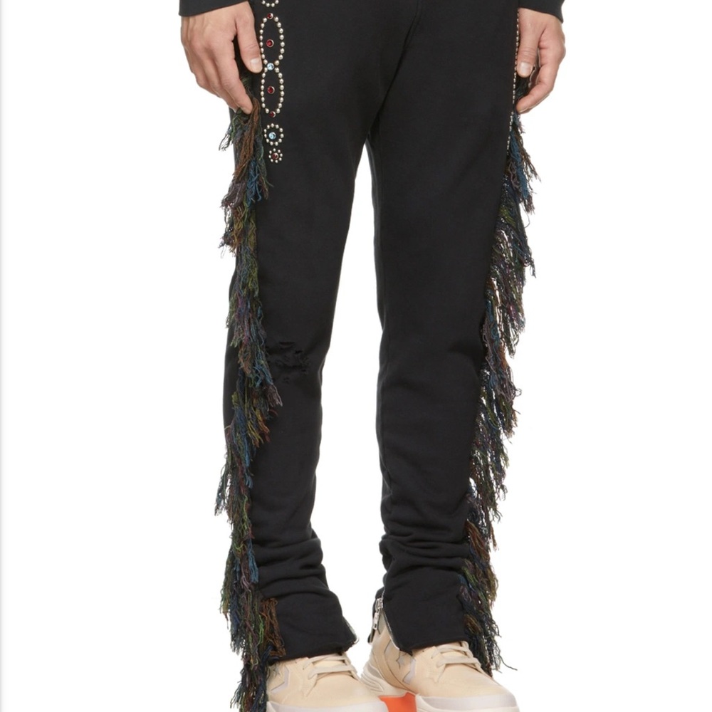 Black Fringe Men's Pants